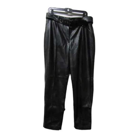 NWT TED BAKER Faydell Faux Leather Belted Trousers Black TB 4/ Large - Picture 11 of 14